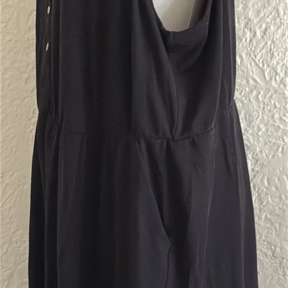 Torrid Mini Jersey Bodycon Dress Black 3 Plus Size 3X Pockets Sleeveless Snaps - Picture 8 of 13